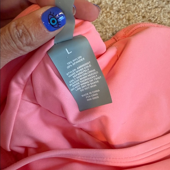 Antonio Melani Rosette Detachable Halter Strap Bandeau Swim Top Orange large - Picture 6 of 8